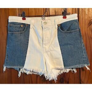 Levi’s women’s wedgie short button fly cutoff denim patchwork size 31